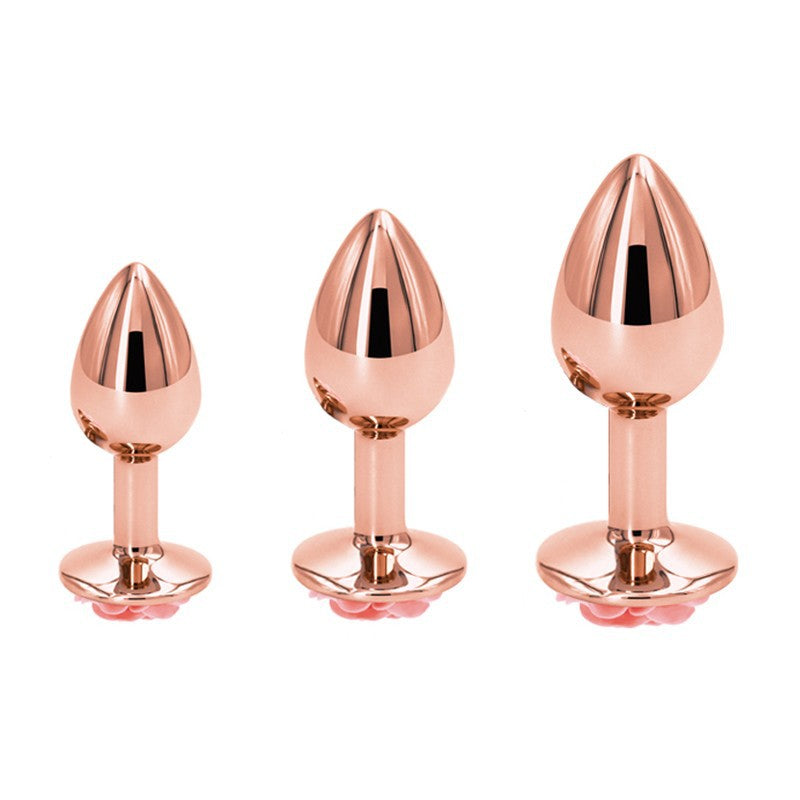 Rose Gold Metal Anal Plug with Flower Design